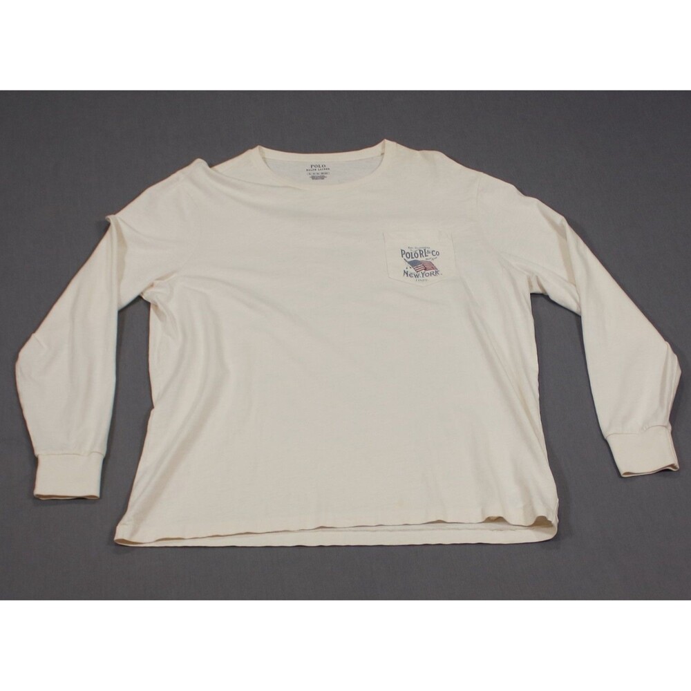 Polo Ralph Lauren New York RL Long Sleeve Graphic T Shirt Country  Flag Sz XL